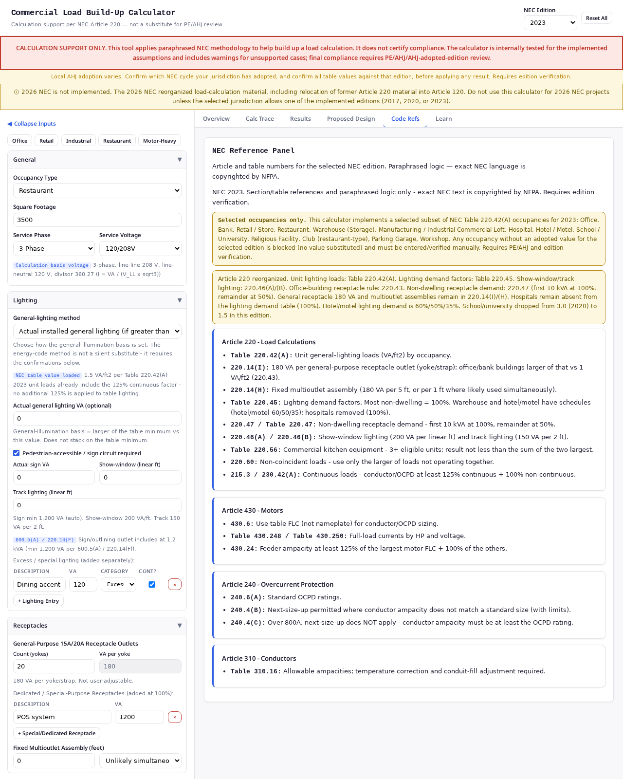 Commercial Load Build-Up — Code Refs