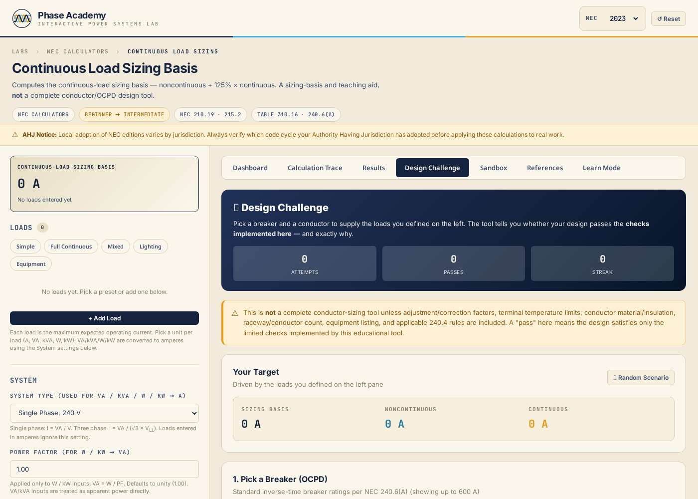 Design Challenge with graded sizing problems