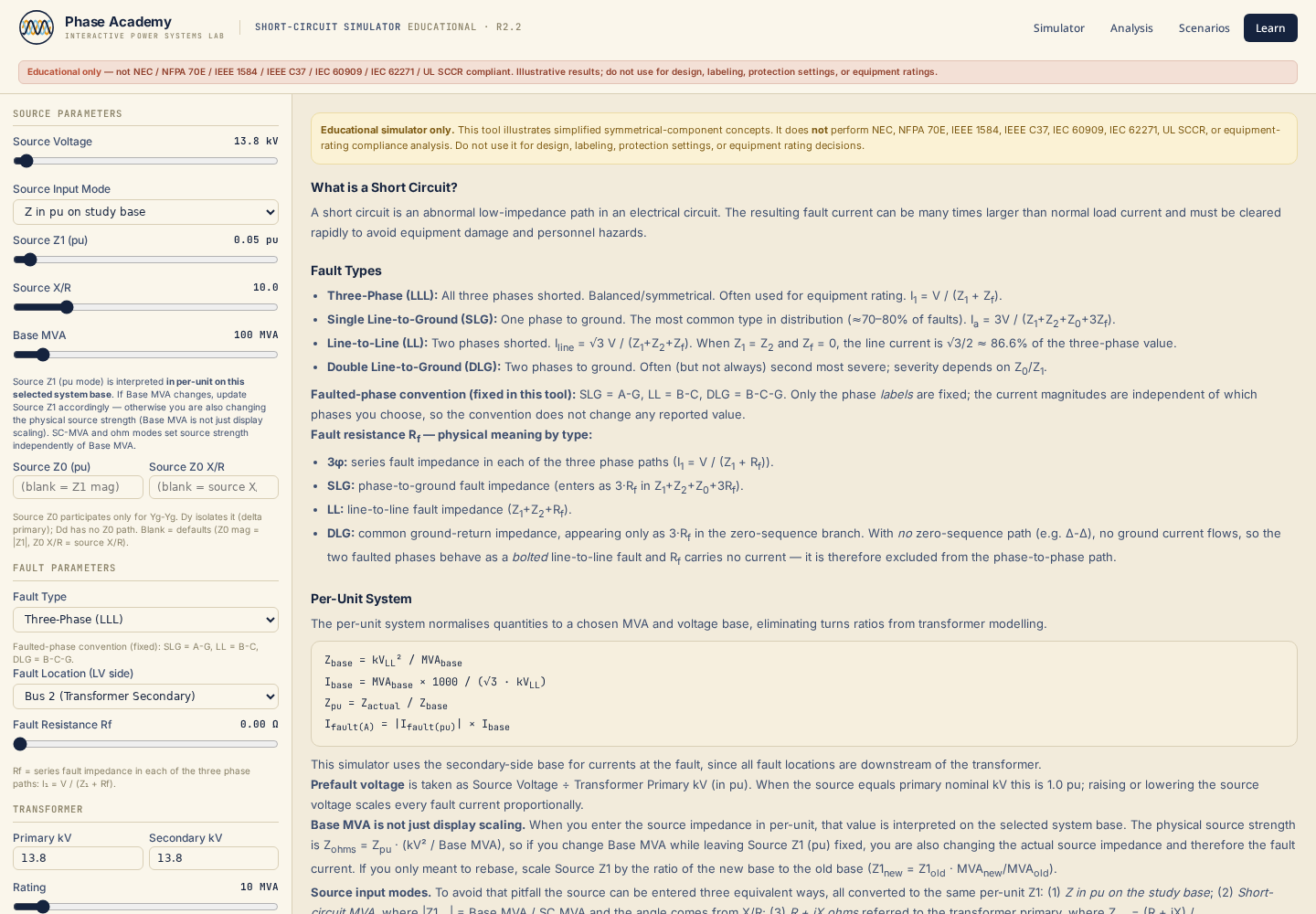 Learn tab covering fault theory