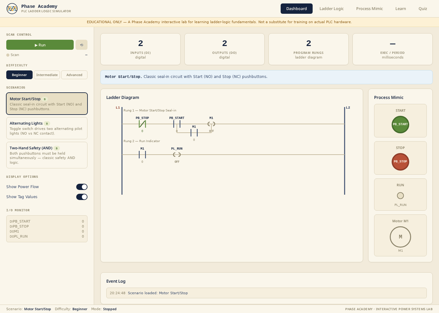 PLC Ladder Logic Simulator — app preview