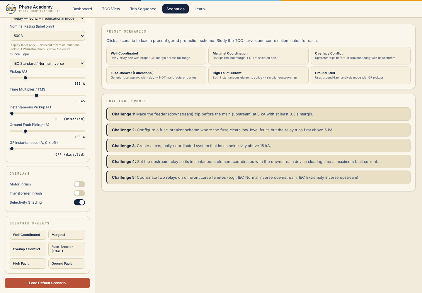 Coordination scenario presets